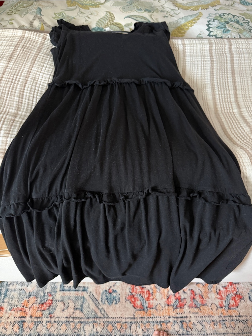C&C California Black Ruffle Tiered Midi Dress